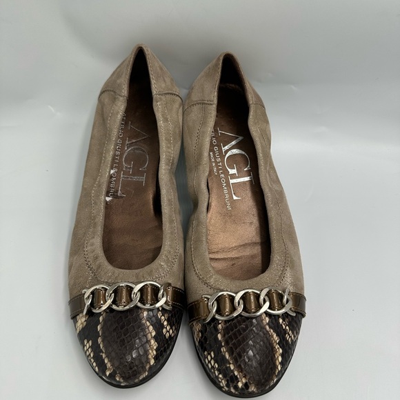 AGL Attilio Giusti Leombruni Snakeskin Captoe Ballet Flats Sz 8.5M - Picture 10 of 11